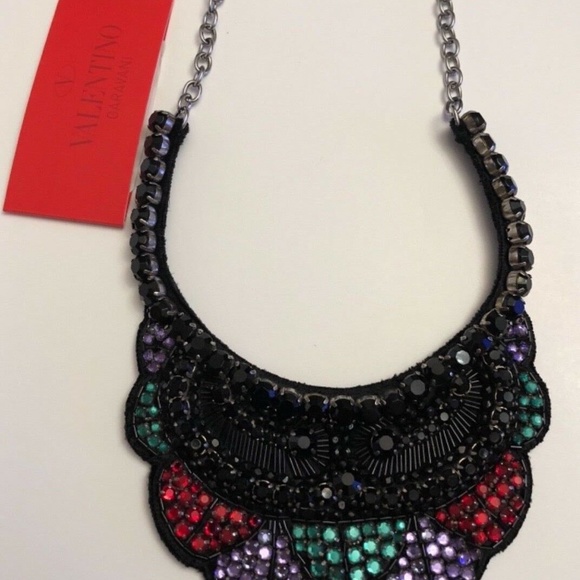 VALENTINO STATEMENT CRYSTAL LAYERED NECKLACE - Picture 2 of 5